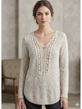 Katsumi Anthropologie S Sweater Loose Knit Crochet Lace Fairy Whimsical Career